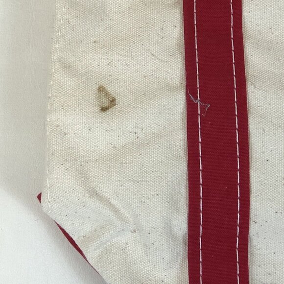 LL Bean Boat & Tote Canvas Red Double Handle Snowflake Small Bag Made in USA - Picture 8 of 13